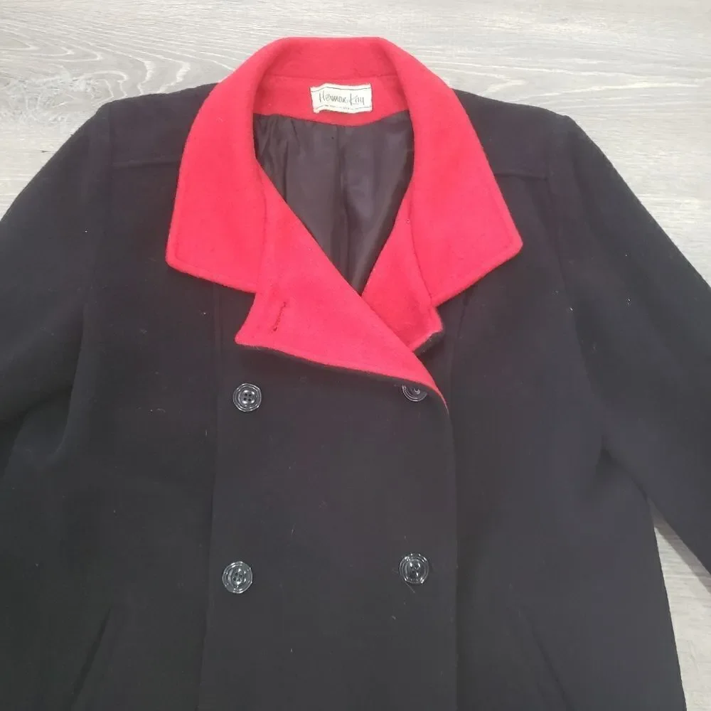 Vintage Herman Kay 80% Wool Peacoat Dress Coat Womens Size Medium Made In USA - Picture 2 of 14